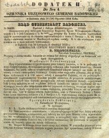 Dziennik Urzędowy Gubernii Radomskiej, 1854, nr 4, dod. II