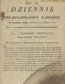 Dziennik Departamentowy Radomski, 1816, nr 17