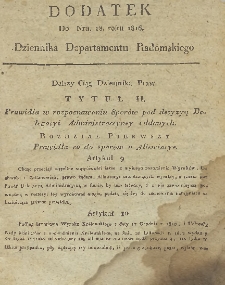 Dziennik Departamentowy Radomski, 1816, nr 18, dod.