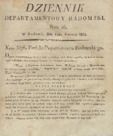 Dziennik Departamentowy Radomski, 1812, nr 16