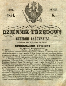 Dziennik Urzędowy Gubernii Radomskiej, 1854, nr 6