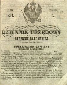 Dziennik Urzędowy Gubernii Radomskiej, 1854, nr 7