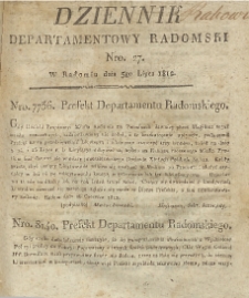 Dziennik Departamentowy Radomski, 1812, nr 27