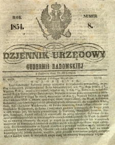 Dziennik Urzędowy Gubernii Radomskiej, 1854, nr 8
