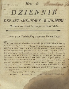 Dziennik Departamentowy Radomski, 1816, nr 26