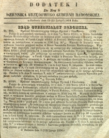 Dziennik Urzędowy Gubernii Radomskiej, 1854, nr 8, dod. I