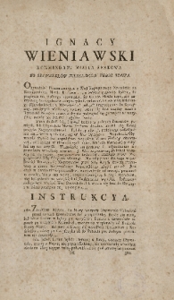 Ignacy Wieniawski ; Kommendant miasta Krakowa do obywatelów mieszkańców tegoz miasta