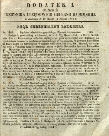 Dziennik Urzędowy Gubernii Radomskiej, 1854, nr 9, dod. I