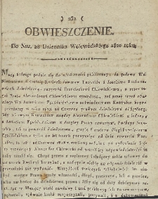Dziennik Urzędowy Województwa Sandomierskiego, 1820, nr 28, obwieszczenie
