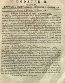 Dziennik Urzędowy Gubernii Radomskiej, 1854, nr 10, dod. II