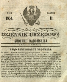 Dziennik Urzędowy Gubernii Radomskiej, 1854, nr 11