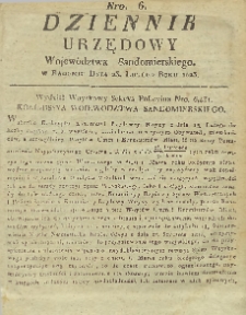 Dziennik Urzędowy Wojew&oacute;dztwa Sandomierskiego, 1823, nr 6