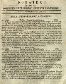 Dziennik Urzędowy Gubernii Radomskiej, 1854, nr 12, dod. I