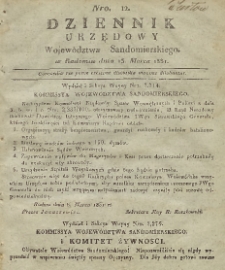 Dziennik Urzędowy Województwa Sandomierskiego, 1831, nr 12