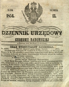 Dziennik Urzędowy Gubernii Radomskiej, 1854, nr 13