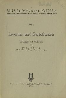 Inventar und Kartotheken. Heft 1