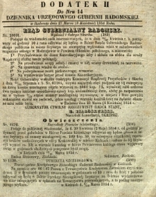 Dziennik Urzędowy Gubernii Radomskiej, 1854, nr 14, dod. II