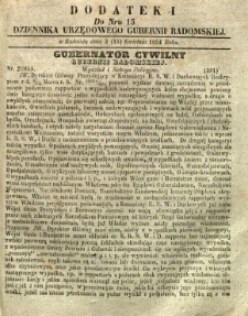 Dziennik Urzędowy Gubernii Radomskiej, 1854, nr 15, dod. I