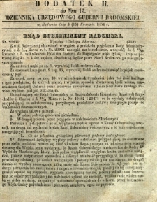 Dziennik Urzędowy Gubernii Radomskiej, 1854, nr 15, dod. II