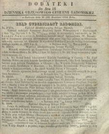 Dziennik Urzędowy Gubernii Radomskiej, 1854, nr 16, dod. I