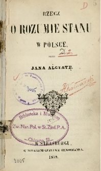 Rzecz o rozumie stanu w Polsce