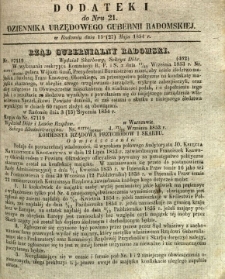 Dziennik Urzędowy Gubernii Radomskiej, 1854, nr 21, dod. I