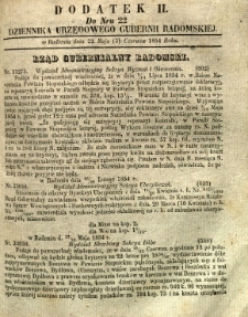 Dziennik Urzędowy Gubernii Radomskiej, 1854, nr 22, dod. II