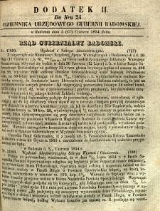 Dziennik Urzędowy Gubernii Radomskiej, 1854, nr 24, dod. II