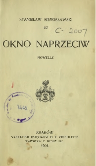 Okno naprzeciw : nowelle