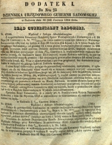 Dziennik Urzędowy Gubernii Radomskiej, 1854, nr 25, dod. I