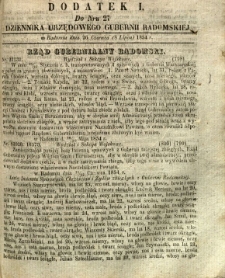 Dziennik Urzędowy Gubernii Radomskiej, 1854, nr 27, dod. I