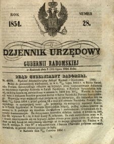 Dziennik Urzędowy Gubernii Radomskiej, 1854, nr 28