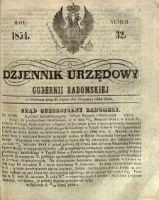 Dziennik Urzędowy Gubernii Radomskiej, 1854, nr 32