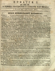 Dziennik Urzędowy Gubernii Radomskiej, 1854, nr 33, dod. I