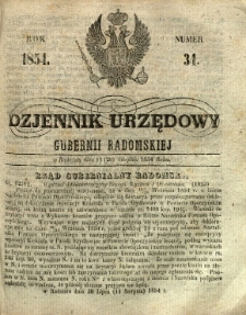 Dziennik Urzędowy Gubernii Radomskiej, 1854, nr 34