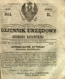 Dziennik Urzędowy Gubernii Radomskiej, 1854, nr 35
