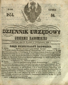 Dziennik Urzędowy Gubernii Radomskiej, 1854, nr 40