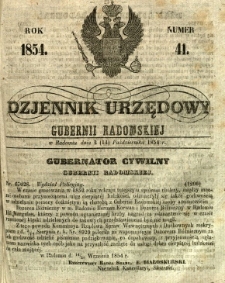 Dziennik Urzędowy Gubernii Radomskiej, 1854, nr 41