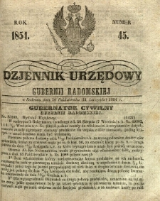Dziennik Urzędowy Gubernii Radomskiej, 1854, nr 45
