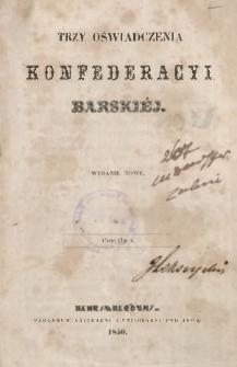 Trzy oświadczenia Konfederacyi Barskiej
