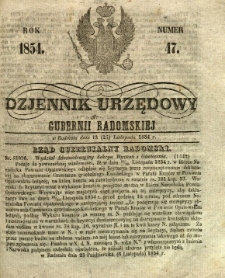 Dziennik Urzędowy Gubernii Radomskiej, 1854, nr 47