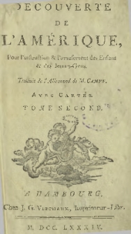 Decouverte de l'Amerique : Pour Instruction & l'amusement des Enfans & des Jeunes-Gens T.2