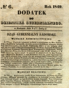 Dodatek do Dziennika Gubernialnego, 1849, nr 6