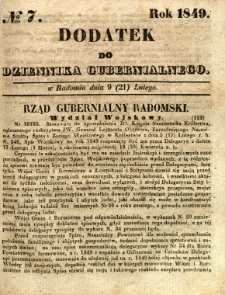 Dodatek do Dziennika Gubernialnego, 1849, nr 7