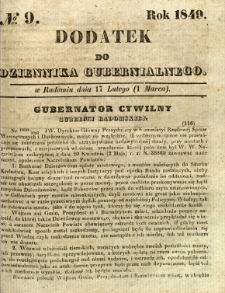 Dodatek do Dziennika Gubernialnego, 1849, nr 9