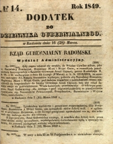 Dodatek do Dziennika Gubernialnego, 1849, nr 14