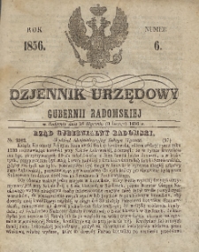 Dziennik Urzędowy Gubernii Radomskiej, 1856, nr 6