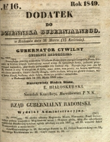 Dodatek do Dziennika Gubernialnego, 1849, nr 16