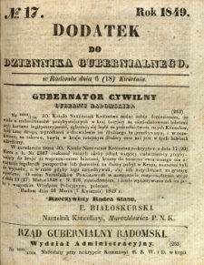 Dodatek do Dziennika Gubernialnego, 1849, nr 17