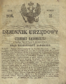 Dziennik Urzędowy Gubernii Radomskiej, 1856, nr 31